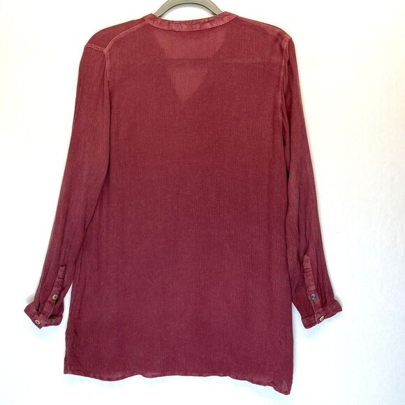 Soft Surroundings Top Size Medium Pink Leila Crinkle Popover Tunic Blouse - Picture 3 of 7